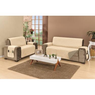 Imagem de Protetor Para Sofá Dupla Face Manu 2 E 3 Lugares - Cáqui E Palha