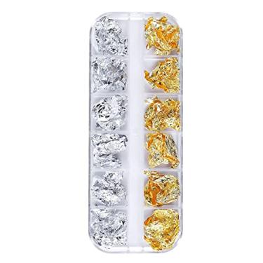 Imagem de Flocos de Folha Dourada Douramento Alumínio Metálica para Unhas Pintura DIY Artesanato Slime Resina Fabricação Joias
