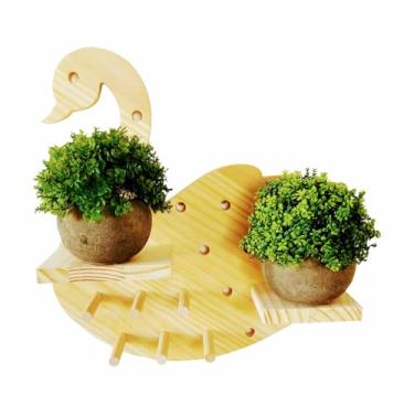 Imagem de KIAGA, Prateleira Pegboard Cisne Em Madeira Pinus Com 10 Pinos, 1 Prateleira 13,5cm e 1 Prateleira 10cm Cor:PINUS NATURAL;Taman