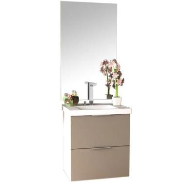 Imagem de Kit Banheiro Gabinete 60Cm Pietra B06 Gianduia Brilho - LYAM DECOR