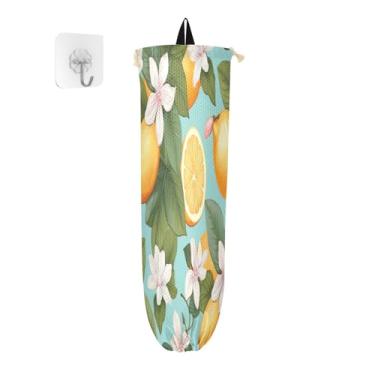 Imagem de Dispensador de saco plástico de limão para sacolas de compras, suportes de sacolas plásticas, organizador de armazenamento de sacolas para cozinha