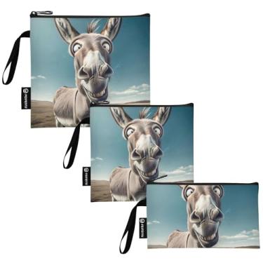 Imagem de TSENQUE Sacos de sanduíche e lanche reutilizáveis burro com olhos cruzados com zíper bolsa de almoço de segurança alimentar lavável para crianças e adultos (pacote com 3: P/M/G)