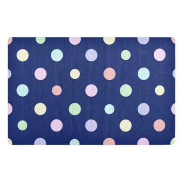 Imagem de GAIGEO Tapete de piso colorido de bolinhas azul arco-íris, tapetes para casa, tapete de entrada frontal, tapetes de porta ao ar livre 81 x 50 cm