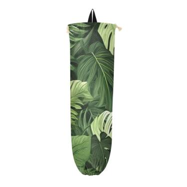 Imagem de Porta-sacos plásticos de folhas tropicais, suporte de saco plástico com gancho, organizador de sacos para armazenamento de sacolas plásticas de cozinha, 1 pacote