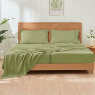 Imagem de GOKOTTA Conjunto de lençóis King divididos com 5 peças para cama ajustável com tiras elásticas no canto, lençóis com bolso profundo de 40,6 cm - microfibra escovada poliéster - macio, respirável, sem