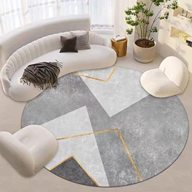 Imagem de Tapete redondo de estilo moderno, lavável à máquina, tapete circular macio para sala de estar, quarto, redondo, interior, chique, C, diâmetro 160 cm