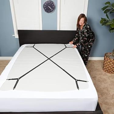 Imagem de Tiras de lençol ajustáveis triangulares elásticas de metal preto nylon para lençóis com elástico colchão sofá toalhas de mesa, preto