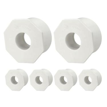 Imagem de DTGN 6 peças de encaixe de bucha redutora de PVC de 5 cm x 3/10.2 cm, SCH40 (Socket x Socket), encaixe de tubo de PVC para móveis, adaptador de bucha redutora para encanamento de esgoto doméstico