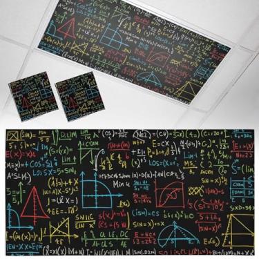 Imagem de Capas de luz fluorescente para luzes de teto, fórmula matemática, filtros de luz magnética, pacote com 2, 1,2 x 0,6 m, número educativo, luzes de teto, capa para sala de aula, escritório, escola, casa