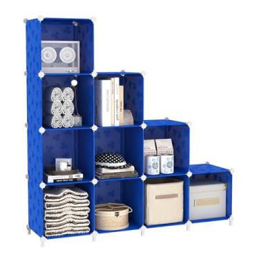 Imagem de UNKU Estante de prateleira aberta, organizador de armazenamento de 10 cubos, prateleira de exibição de 30 cm para CDs de livros, estante de livros DIY, prateleira de armazenamento ajustável para