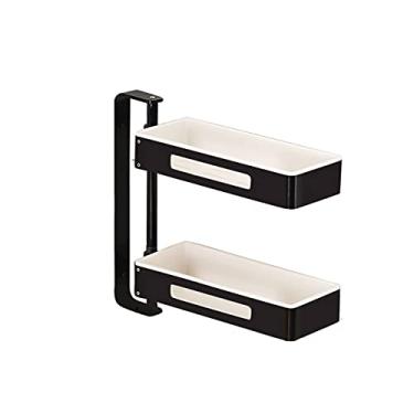 Imagem de Prateleira de banheiro de 2 níveis, suporte de parede prateleiras flutuantes prateleiras de armazenamento montadas na parede para cozinha banheiro, preto (cor: A) (A)