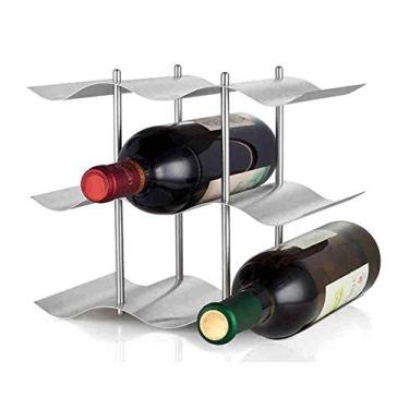 Imagem de Rack de armazenamento de vinho 9 garrafas rack de vinho de metal em pé rack de vinho elegante armário de vinho armário de vinho estilo de decoração para amantes de vinho (cor: prata tamanho: 26 x 22,5