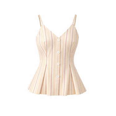 Imagem de Blusa Feminina Tricoline Listrada Decote V Elegante Moderna