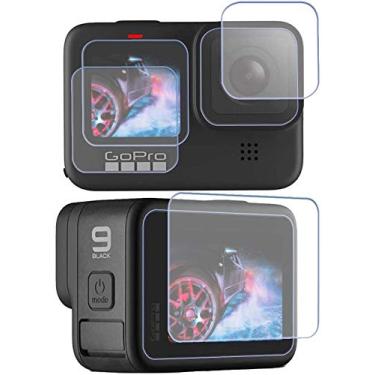 Imagem de Miimall Protetor de tela para GoPro Hero 12/Hero 11/Hero 10/Hero 9 preto, protetor de tela de vidro temperado ultra transparente + protetor de lente + película de tela LCD frontal para câmeras de ação