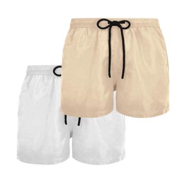 Imagem de Kit 2 Short Tactel Masculino Praia Liso com Bolsos Cós Elástico Ajustável-Masculino