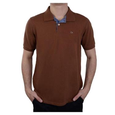 Imagem de Camisa Polo Masculina Ogochi Essencial Slim Marrom - 007490-Masculino