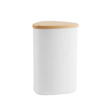 Imagem de Suporte de palito de plástico, suporte triangular para palitos de dente com tampa de bambu, dispensador de palitos de mesa simples para casa, restaurante, hotel