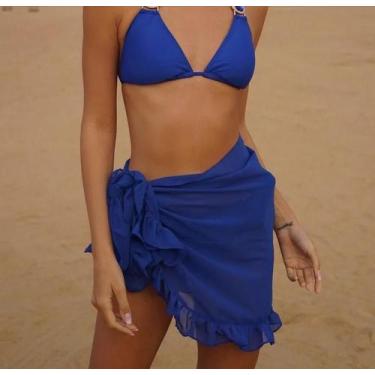 Imagem de Saia Curta De Biquíni Com Babados Em 6 Cores Para Mulheres, Proteção S