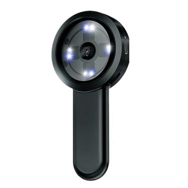 Imagem de Vroomoto Microscópio digital com tela, lupa portátil, ampliação de 100x, visualização em tempo real para PC, foto de 16 MP, ângulo de 178°, 8 luzes de LED, tempo de funcionamento de 1,5H para leitura