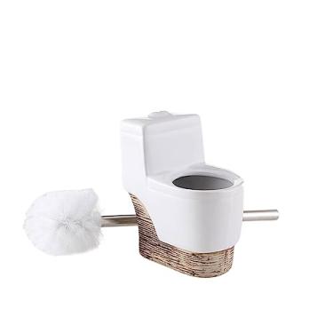 Imagem de Conjunto de suporte de escova de vaso sanitário, limpeza de banheiro, assento de cerâmica, cabo longo, escova de vaso sanitário, escova de banheiro e suporte para esfregão de vaso sanitário