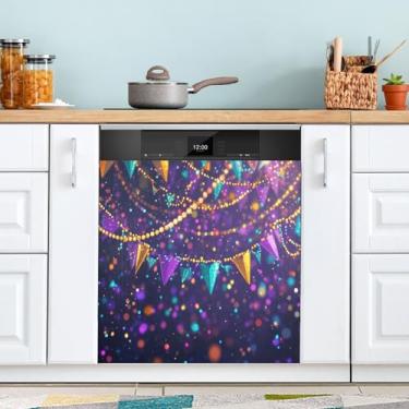 Imagem de ATTX Capa magnética para lava-louças Mardi Gras | Adesivo decorativo de eletrodomésticos de 58 x 66 cm para armários domésticos e eletrodomésticos (52)