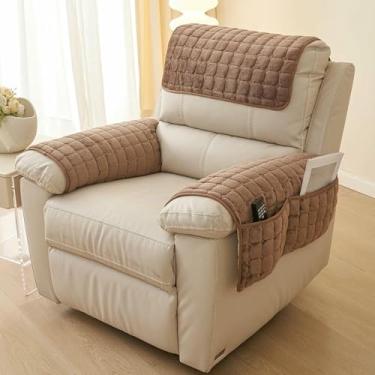 Imagem de Conjunto de 3/4/5 peças de capas antiderrapantes para poltronas reclináveis, sofás e poltronas em flanela macia para proteção dos braços.