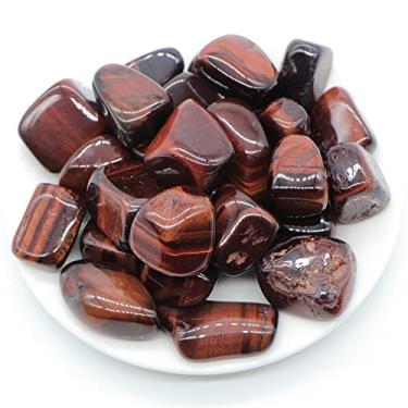 Imagem de Cristais e pedras de quartzo com olho de tigre vermelho natural, pedras de espécime, decoração de aquário doméstico