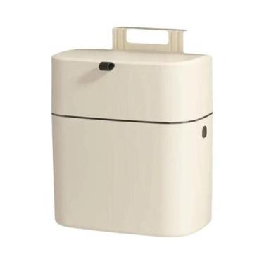 Imagem de Lixeira Retangular De Parede Estreita 9L Com Tampa, Alta Capacidade De