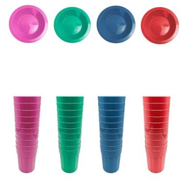 Imagem de Kit de Pratos e Copos em Plástico Coloridos para Uso Diário (20, Vermelho)