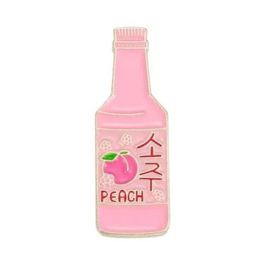 Imagem de Broche Esmaltado De Soju Rosa, Verde E Pêssego, Emblema De Vinho, Ador