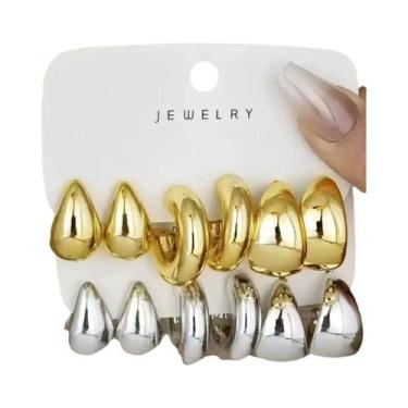 Imagem de Conjunto De Brincos De Argola Em Formato De Gota Banhados a Ouro Para 