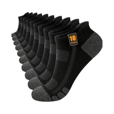 Imagem de Meias Esportivas Masculinas De Cano Baixo, 10 Pares, Cor Sólida, Resis