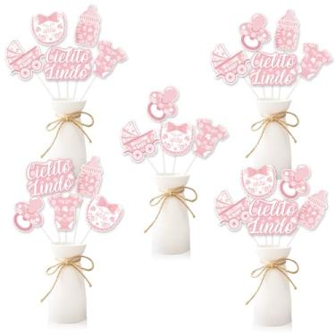 Imagem de kreat4joy 24 peças Cielito Lindo decoração de chá de bebê mesa centro de mesa rosa mexicano Fiesta Talavera Papel Picado Tema Menina Revelar Gênero Dupla Face Pringting 6 tipos cartolina mesa placas