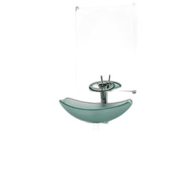 Imagem de Gabinete Vidro Banheiro Inox70Cm Cuba Oval Chanfrada Incolor