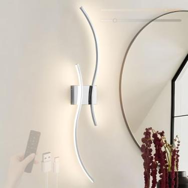 Imagem de GZZBMY LED Bateria Luminária de Parede Regulável Iluminação de Parede Moderna com Controle Remoto Interruptor de Toque Interior Sem Fio Lâmpada de Parede com Tempo para Sala de Estar Escada Quarto