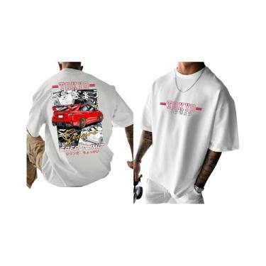 Imagem de Camiseta Masculina De Verão Com Caimento Solto, Estampa Gráfica Tokyo 
