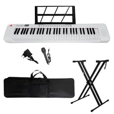 Imagem de Kit Teclado Musical 61 Teclas Estudante Iniciante Rhythmic 50WH + Capa e Suporte em X