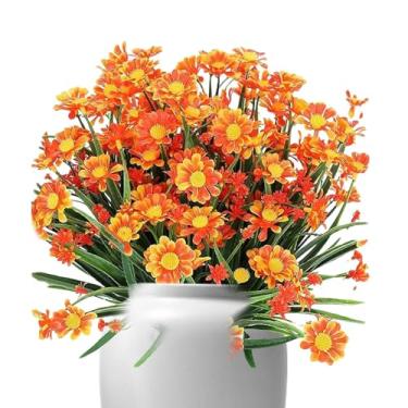 Imagem de Margaridas artificiais – plantas artificiais – arbustos artificiais resistentes a UV decoração vegetal para plantador de casa e de jardim interno e externo