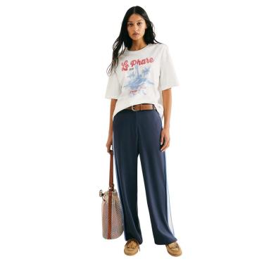 Imagem de Calça Reta Hering Creponada Azul-Feminino