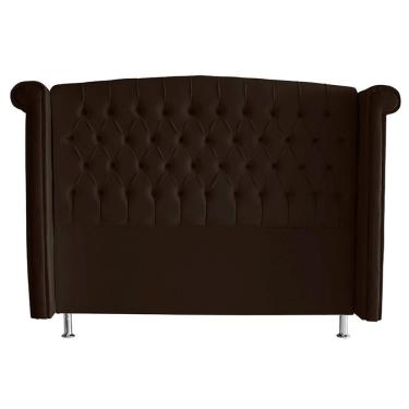 Imagem de Cabeceira De Cama Box Toquio Casal 140 Cm Suede Marrom Do Lar Móveis E Decoração
