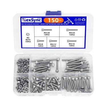Imagem de Conjunto De Parafusos E Porcas Sextavadas De Aço Inoxidável M3, 150 Pe