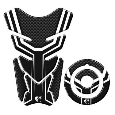 Imagem de Adesivo Protetor Tanque E Bocal Moto Yamaha Carbono Preto E Branco