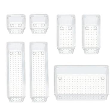 Imagem de Conjunto de Organizadores em Acrílico Transparente - Praticidade e Elegância para Gavetas, Bancadas e Prateleiras