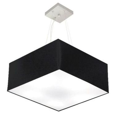 Imagem de Lustre Pendente Quadrado Vivare Md-4006 Cúpula Em Tecido 21/50x50cm - Bivolt Preto 127/220v
