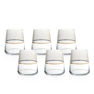 Imagem de Jogo De Copos Copa E Cia 6 Peças Duo Filetado Ouro 380 Ml Em Vidro Fumê