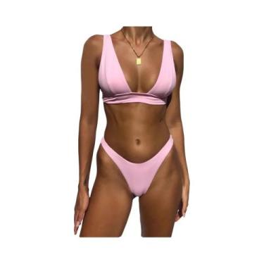 Imagem de Conjunto De Biquíni Sexy Feminino Com Decote Em V, Sólido, 2023, Cintu