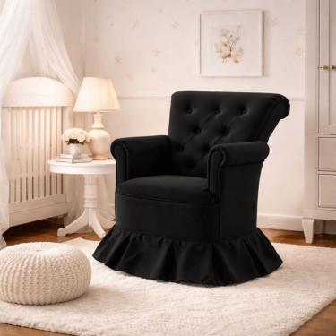 Imagem de Poltrona Balanço Amentação Quarto Confortável Descanso Sala Leitura Suede Suede Preto