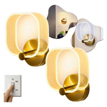 Imagem de kit 2 Luminária Arandela Luxuosa Iluminação Parede Led 3 Cores Moderna