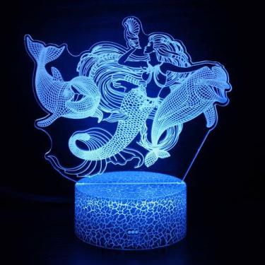 Imagem de Candeeiro de mesa Mermaid 3D LED Colorido Gradient com controle remoto