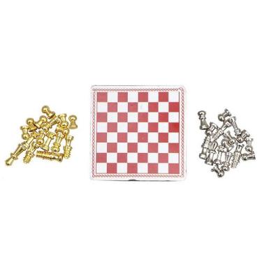 Imagem de Conjunto de xadrez, móveis de casa de bonecas em miniatura, de madeira